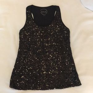 Black Sequined Racerback Tank Top